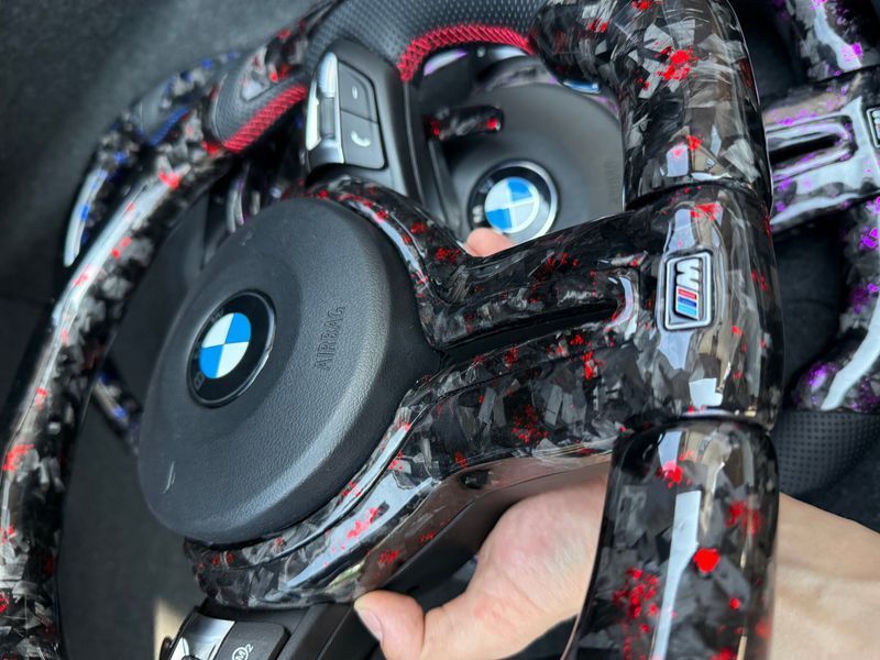 M Кермо Руль Червоний Карбон+ Led екран М3 стиль для BMW F series F10 F30 F11 F01 F02 F20 F21 F22 F23 F31 F32 F33 F36 X3 F25 F26 F15 F16 BM-6 фото